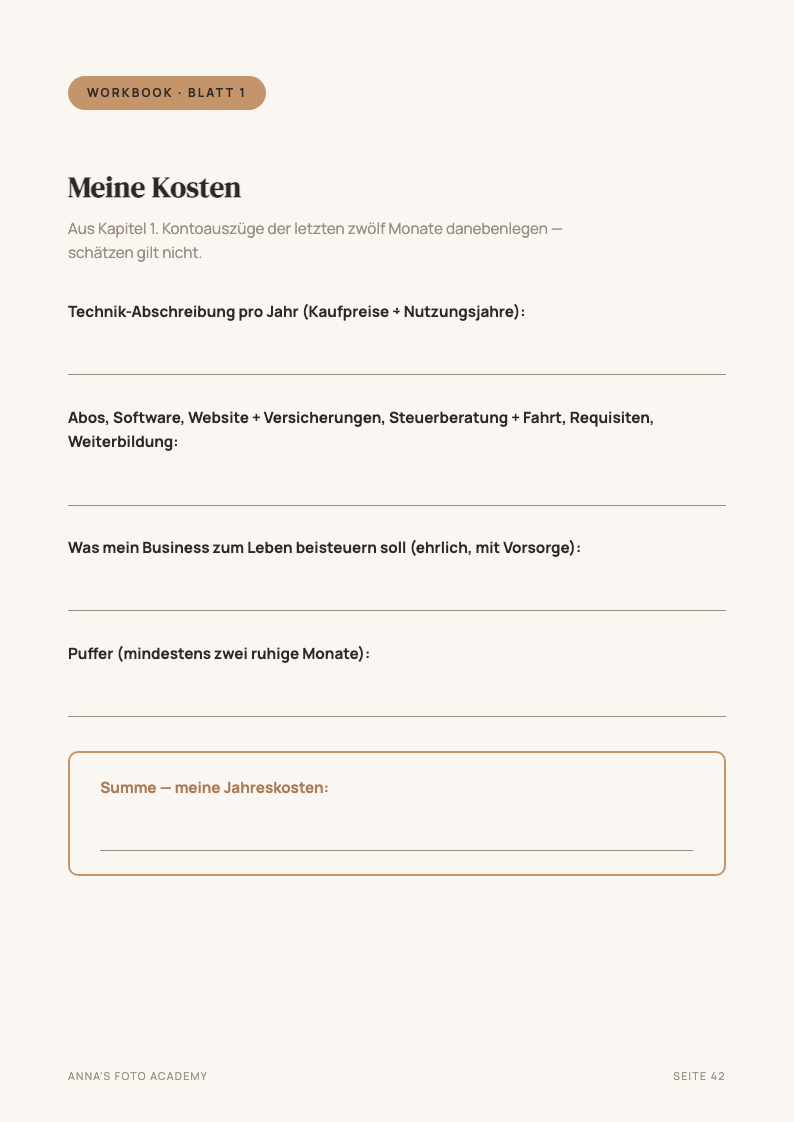 Beispielseite: Workbook-Blatt zum Ausfüllen